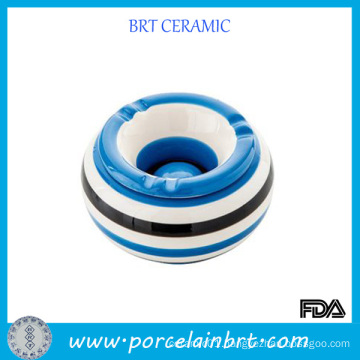 Blue and White Ceramic Round Shape Ashtray